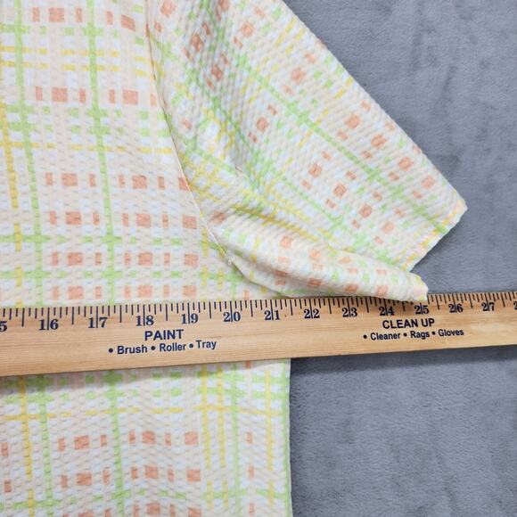 Vtg Lati Fashion House Coat Robe Women LARGE Seersucker Check Gingham Snap Front - Picture 10 of 14